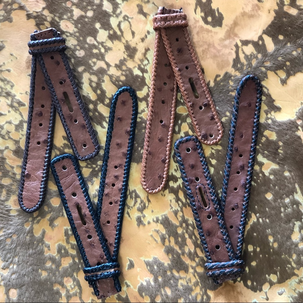Custom made Ostrich Belt ends with braided edges
